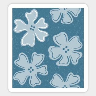 Pattern of light blue and white button flowers on blue Sticker